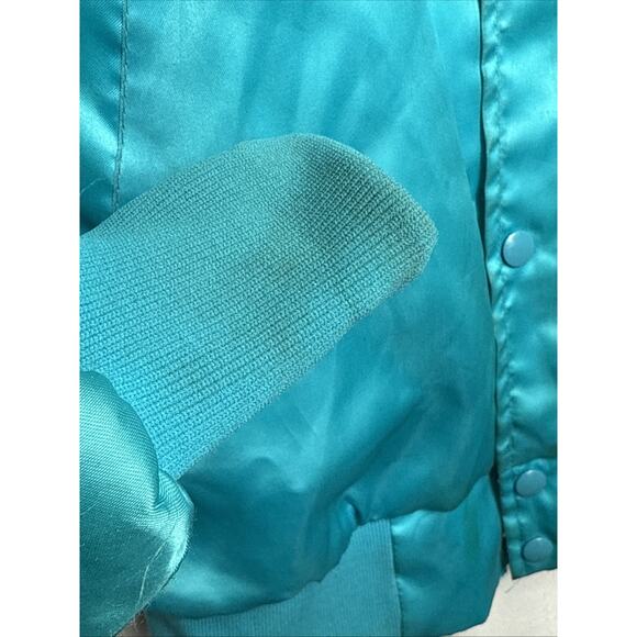Vintage Turquoise Satin Jacket West Ark Southwestern Native Bar Lights Prod READ - Picture 7 of 14